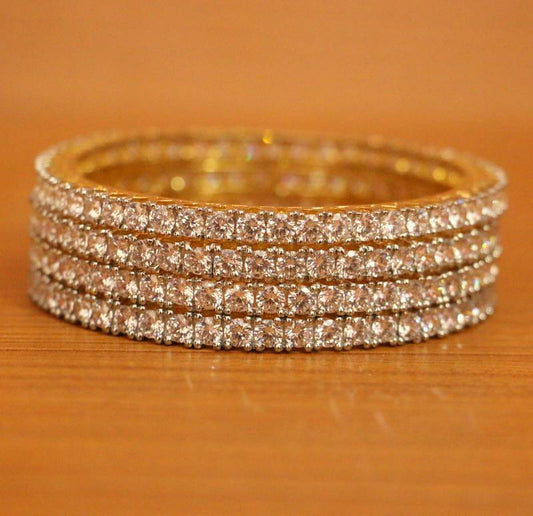 Diamond Look 4 Mm Single Line Solitaire Bangles
