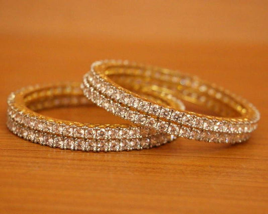 Diamond Look 4 Mm Single Line Solitaire Bangles
