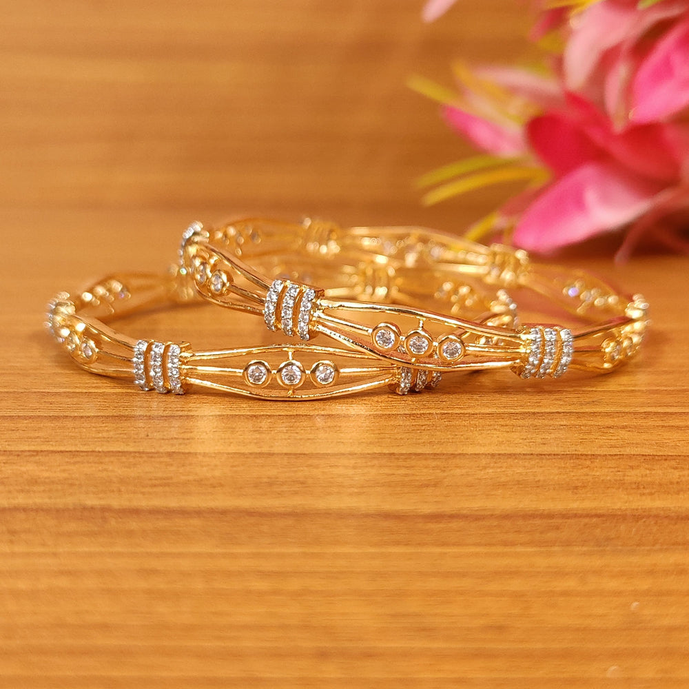 Gold Plated Diamond Look Light Weight Bangles