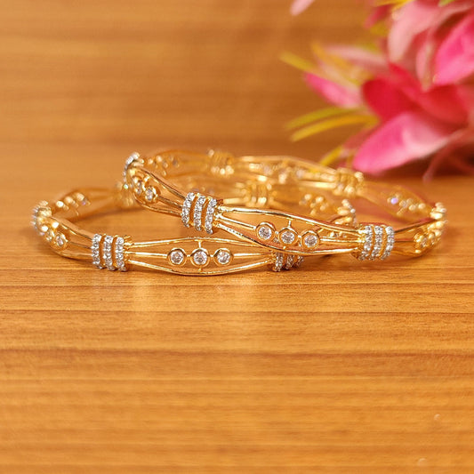 Gold Plated Diamond Look Light Weight Bangles