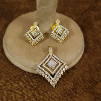 Golden Cascade layered Square Pendant Set 5