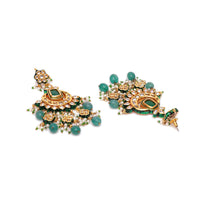 EMERALD LOOK KUNDAN POLKI EARRINGS MAANG TIKKA 3
