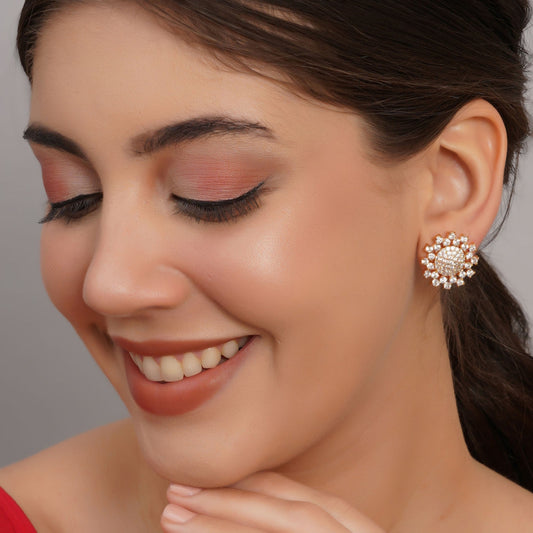 Diamond Look Cubic Zirconia Studded Signity Earrings