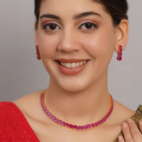 Red Ruby Single Line Necklace Set for Women 2