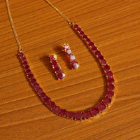 Red Ruby Single Line Necklace Set for Women 1