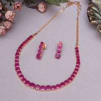 Red Ruby Single Line Necklace Set for Women 5