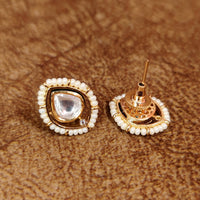 KUNDAN POLKI PEARL BEADED STUDS 1