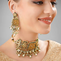 Kundan Polki Meenakari Pearl Choker Necklace Set 1
