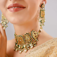Kundan Polki Meenakari Pearl Choker Necklace Set 3