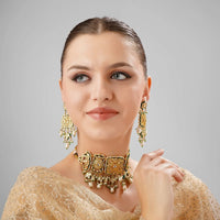 Kundan Polki Meenakari Pearl Choker Necklace Set 5