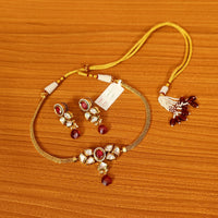 Beautiful Kundan Meenakari Ruby Elegant Chik Pendant Set 3
