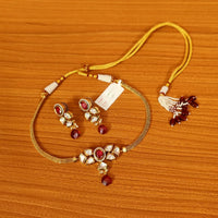 Beautiful Kundan Meenakari Ruby Elegant Pendant Set 3