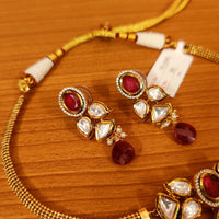 Beautiful Kundan Meenakari Ruby Elegant Chik Pendant Set 4
