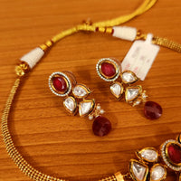 Beautiful Kundan Meenakari Ruby Elegant Pendant Set 5
