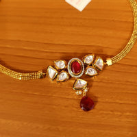 Beautiful Kundan Meenakari Ruby Elegant Chik Pendant Set 5