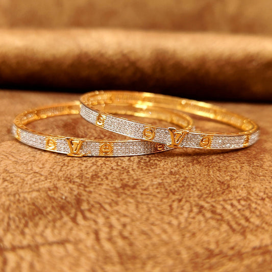 LOUIE VIITTON PATTERN CZ STUDDED DIAMOND LOOK BANGLES