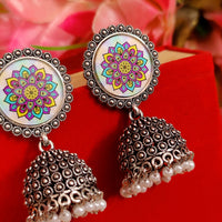 MEENAKARI PATTERN OXIDISED JHUMKA'S 1