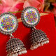 MEENAKARI PATTERN OXIDISED JHUMKA'S