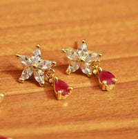 Flower Pattern Ruby Diamond Look Mangalsutra 1