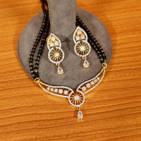 Diamond Pattern Gold Plated Cz Studded Mangalsutra 3