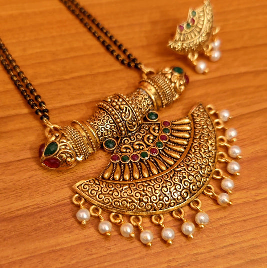 Antique Look Multicolour Polki Mangalsutra
