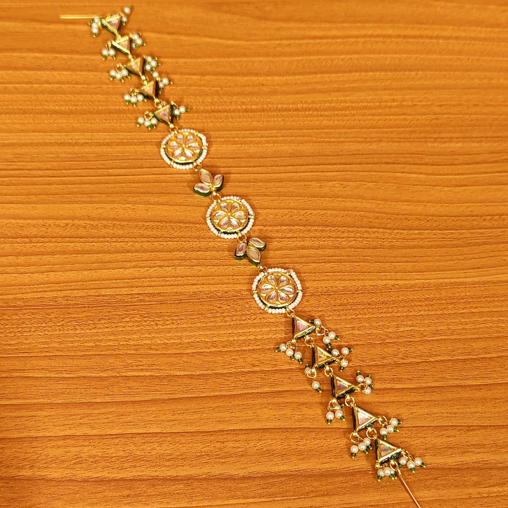 Kundan Meenakari Pearl Bridal Sheeshpatti