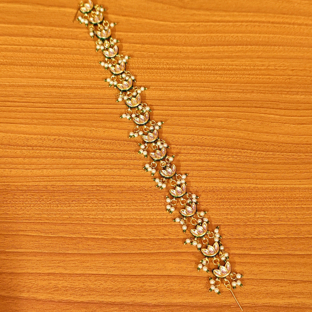 Leaf Pattern Kundan Meenakari Bridal Sheeshpatti