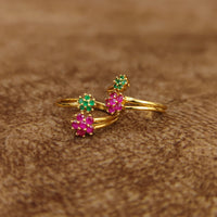 MULTICOLOUR FLOWER PATTERN ADJUSTABLE TOE RING 3