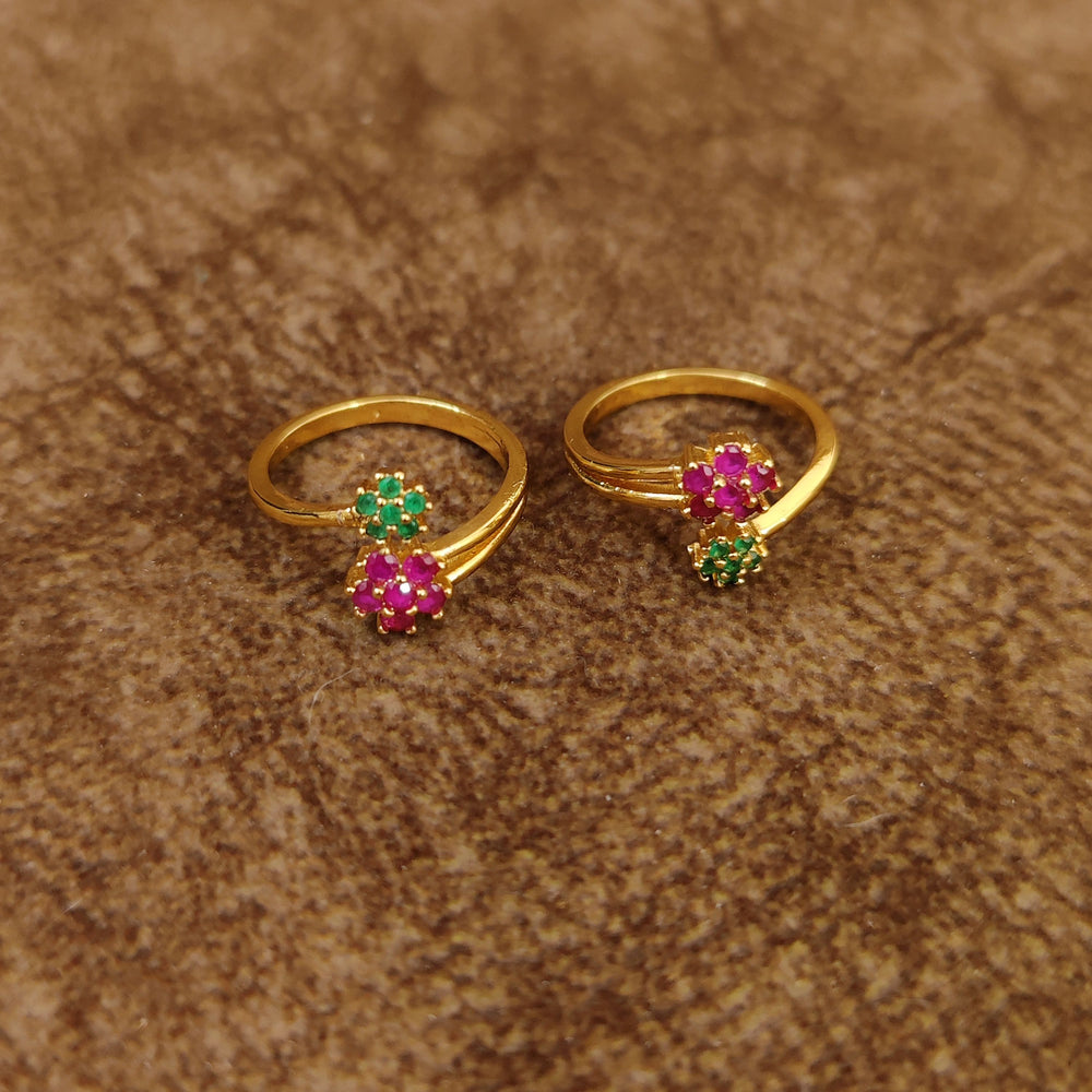 MULTICOLOUR FLOWER PATTERN ADJUSTABLE TOE RING