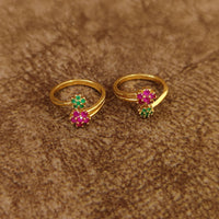 MULTICOLOUR FLOWER PATTERN ADJUSTABLE TOE RING 1