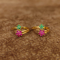 MULTICOLOUR FLOWER PATTERN ADJUSTABLE TOE RING 2