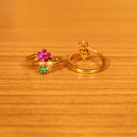 MULTICOLOUR FLOWER PATTERN ADJUSTABLE TOE RING 4
