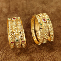 MULTICOLOUR GOLD PLATED FLORAL SET OF 6 BANGLES 5
