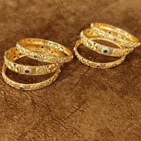 MULTICOLOUR GOLD PLATED FLORAL SET OF 6 BANGLES 4