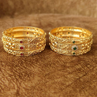 MULTICOLOUR GOLD PLATED FLORAL SET OF 6 BANGLES 3