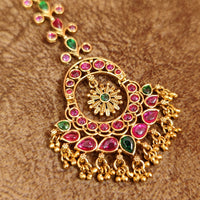 MULTICOLOUR KEMPU STONE WEDDING MAANG TIKKA 1