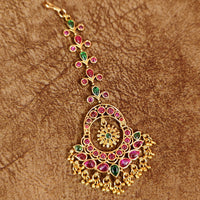MULTICOLOUR KEMPU STONE WEDDING MAANG TIKKA 2