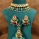 Multicolour Navratan Look Kundan Polki Necklace Set with Maang Tikka