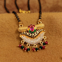 MULTOCOLOUR GOLD PLATED ETHNIC CUBIC ZIRCONIA MANGALSUTRA 1