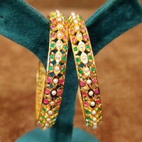 MUTICOLOUR  SEMI-PRECIOUS PEARL STONE JADAU BANGLES 4
