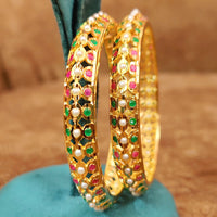 MUTICOLOUR  SEMI-PRECIOUS PEARL STONE JADAU BANGLES 3