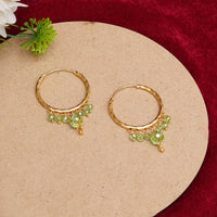 Mint Green Dangling Gold Plated Hoops 4