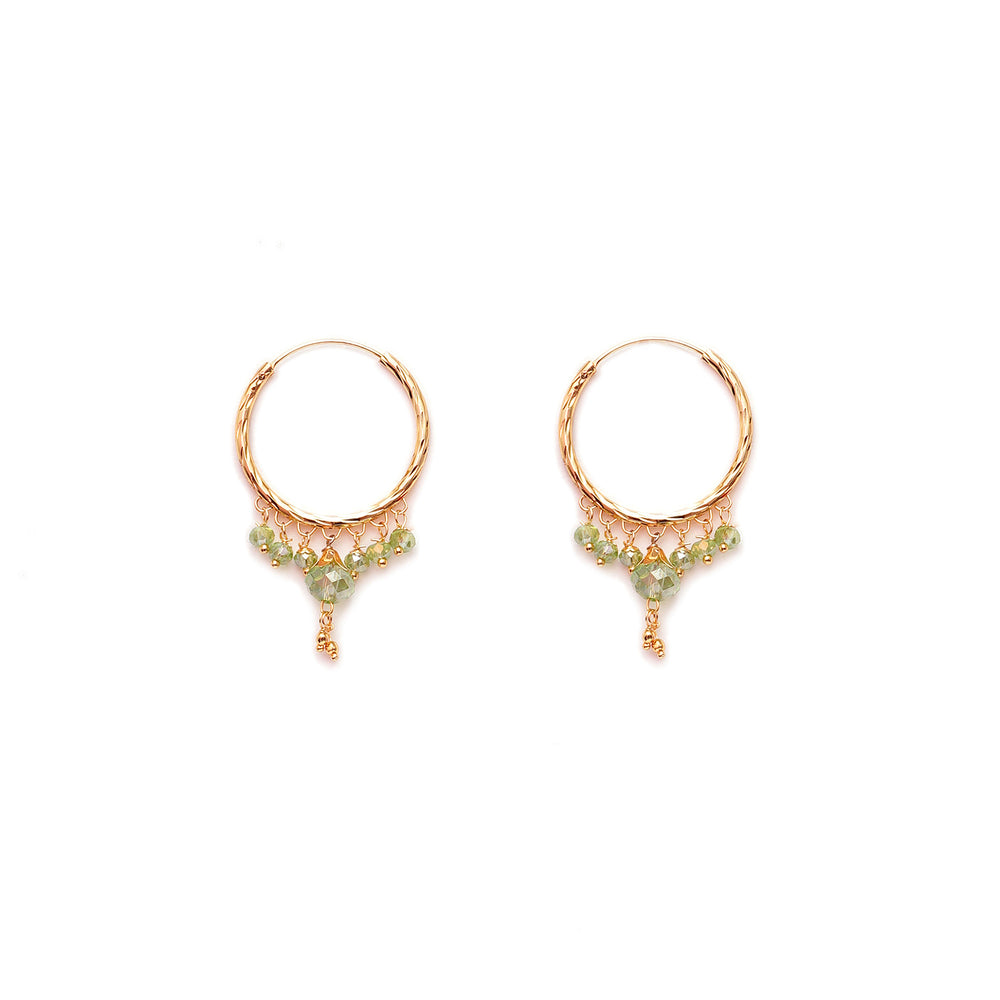 Mint Green Dangling Gold Plated Hoops