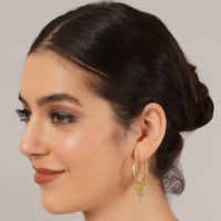 Mint Green Dangling Gold Plated Hoops 2