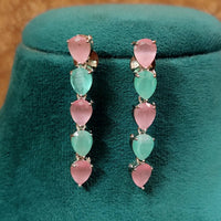 Mint and Pink Single Line Pear Shape CZ Necklace Set 4