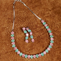 Mint and Pink Single Line Pear Shape CZ Necklace Set 3