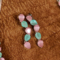 Mint and Pink Single Line Pear Shape CZ Necklace Set 5