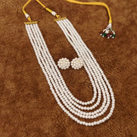 Multi Layer 5 Line White Pearl Necklace Set 1