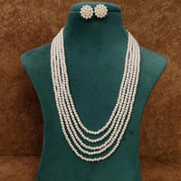 Multi Layer 5 Line White Pearl Necklace Set 2