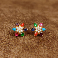 NAVRATAN LOOK GOLD PLATED STAR STUDS 3